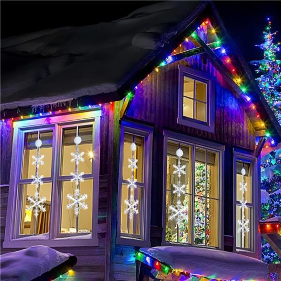 3 Pack Snowflake Christmas Window Lights with Suction Cup, Battery Operated - Picture 7 of 7